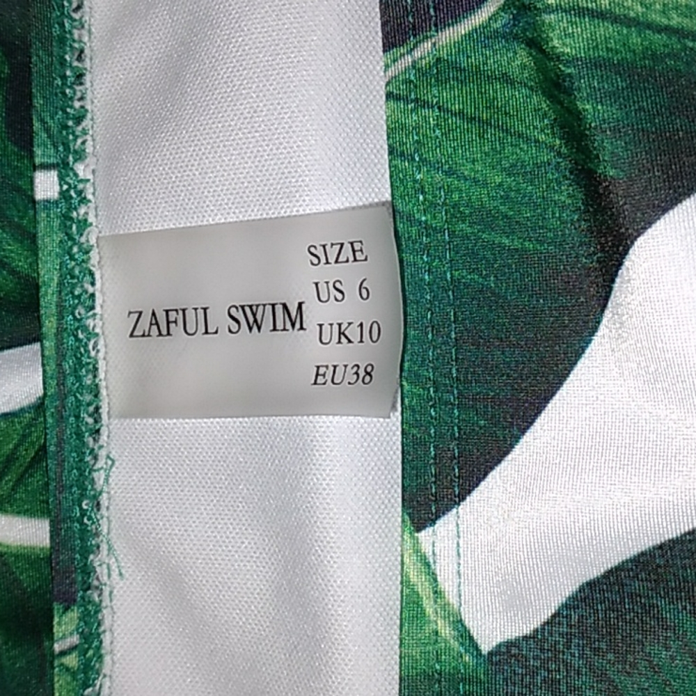 High Waist bikini BOTTOM Sz 6 ZAFUL Green White Bathing Swim 👙 Suit - Picture 3 of 5